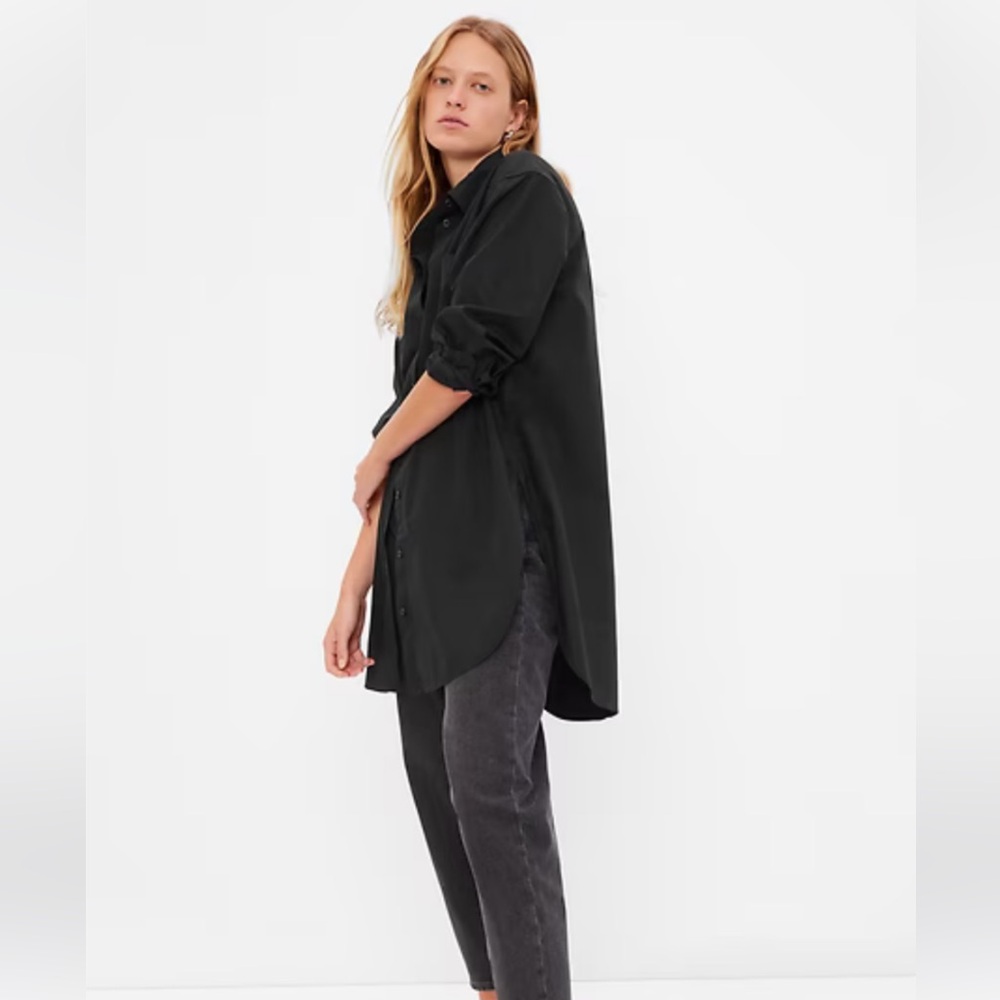 NWT Gap Organic Cotton Weekend Tunic Shirt. Black Womens Size Small.